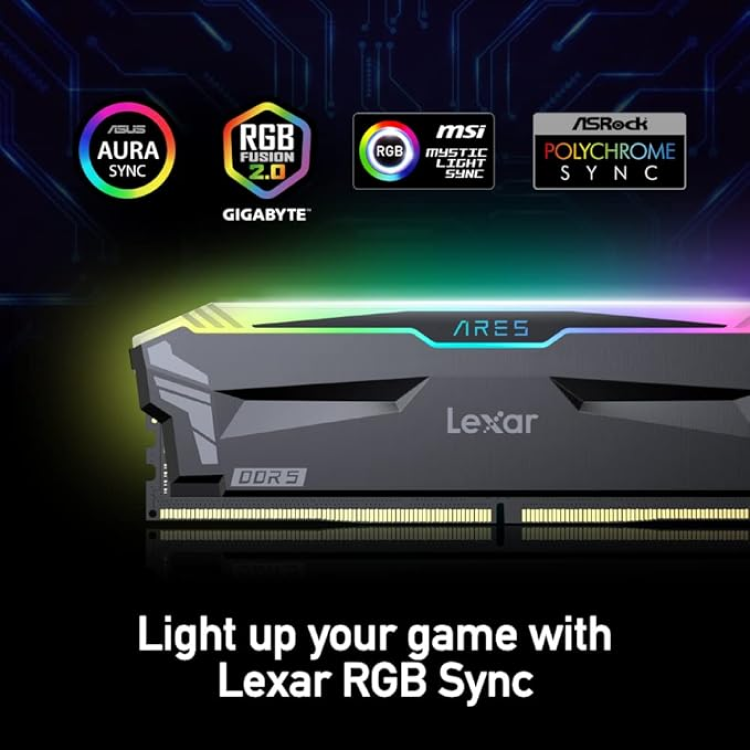 Lexar® ARES RGB DDR5 Desktop Memory Black (2x16gb) 6400mhz