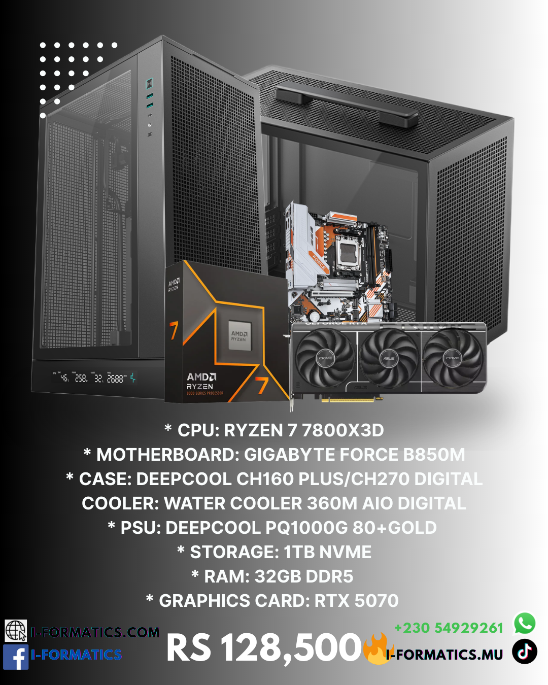 COMPACT POWERHOUSE – SMALL SIZE, EXTREME PERFORMANCE- 7800X3D + RTX 5070🔥